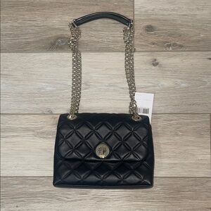 NWT - Authentic Kate Spade Small Flap Black Quilted Chain Shoulder Bag